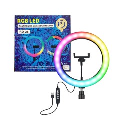 Ringlight Luminous Double Sided RD-26 10" with Phone Holder Multi Colour Ringlight Luminous Double Sided RD-26 10" with Phone Holder Multi Colour